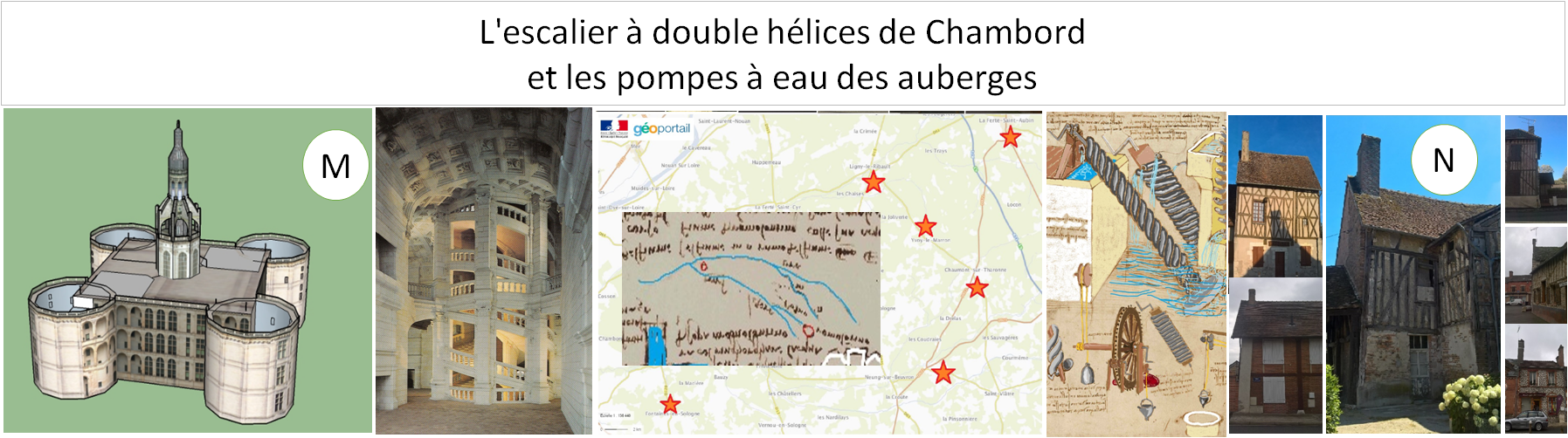 L'escalier à double hélices de Chambord et les pompes à eau des auberges
